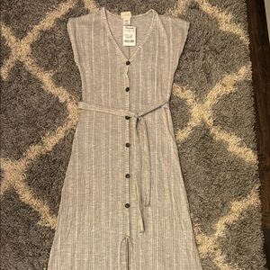 Striped Gray Button-Down Dress